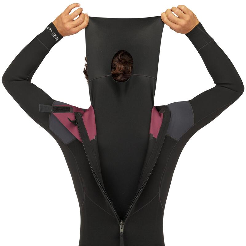 Herenwetsuit 500 neopreen 4/3 mm zwart/grijs