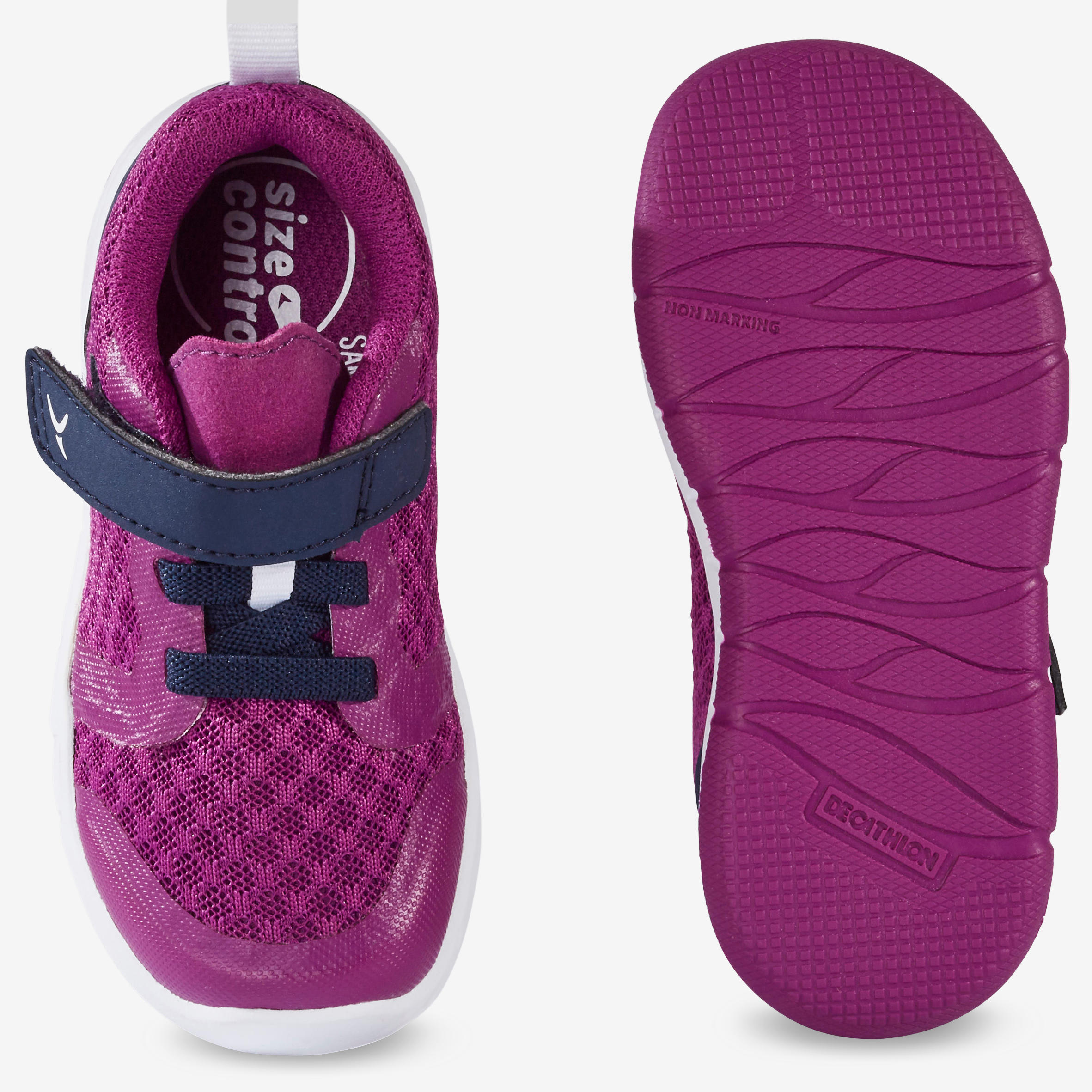 Baby breathable and comfortable rip-tab shoes, purple and black 4/7
