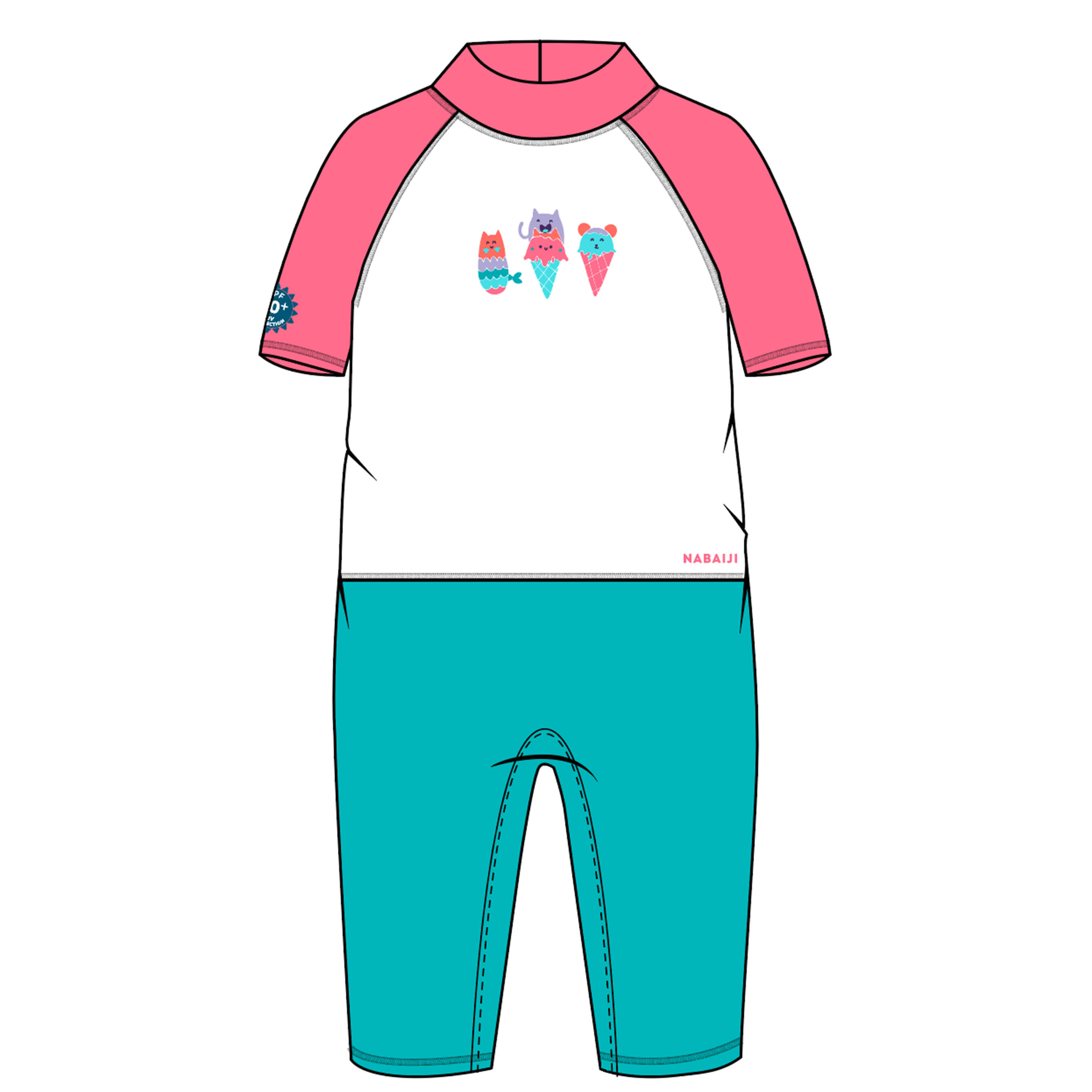 NABAIJI Baby / Kids' Swimming Short Sleeve UV-Protection Suit - Pink Print