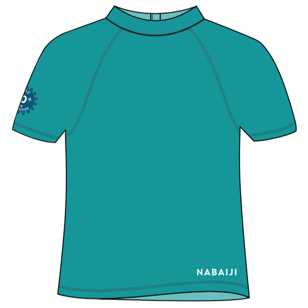 T-shirt anti UV bébé manches courtes bleu turquoise