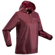 Women's Hiking Raincoat Half Zip- Raincut NH100 - Burgundy