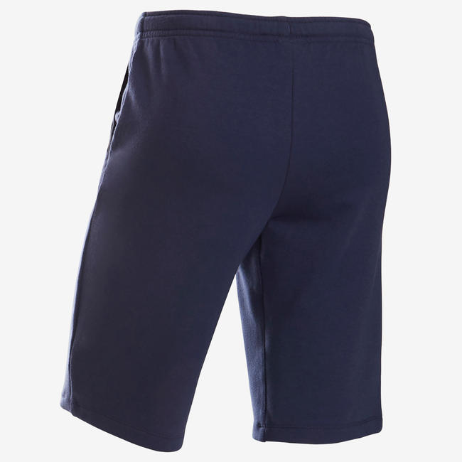 Boys' Breathable Cotton Gym Shorts 500 Navy Blue