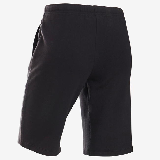 Boys' Breathable Cotton Gym Shorts 500 - Black