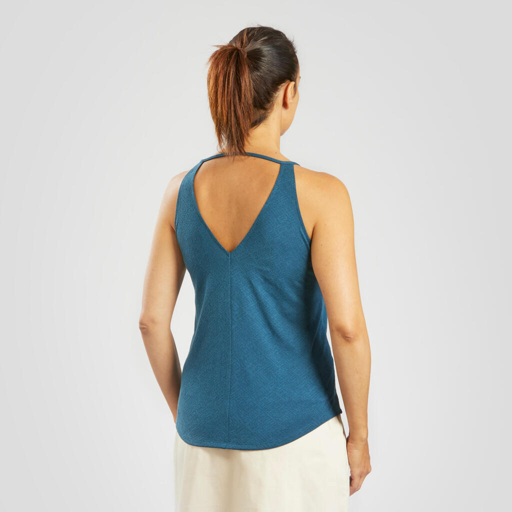 Majica bez rukava za planinarenje NH500 ženska plava