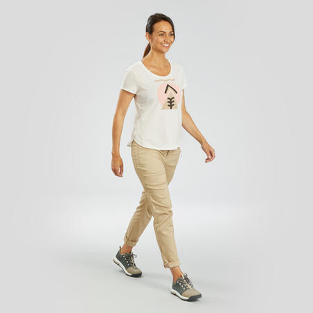 Bela ženska majica kratkih rukava MH500 za planinarenje