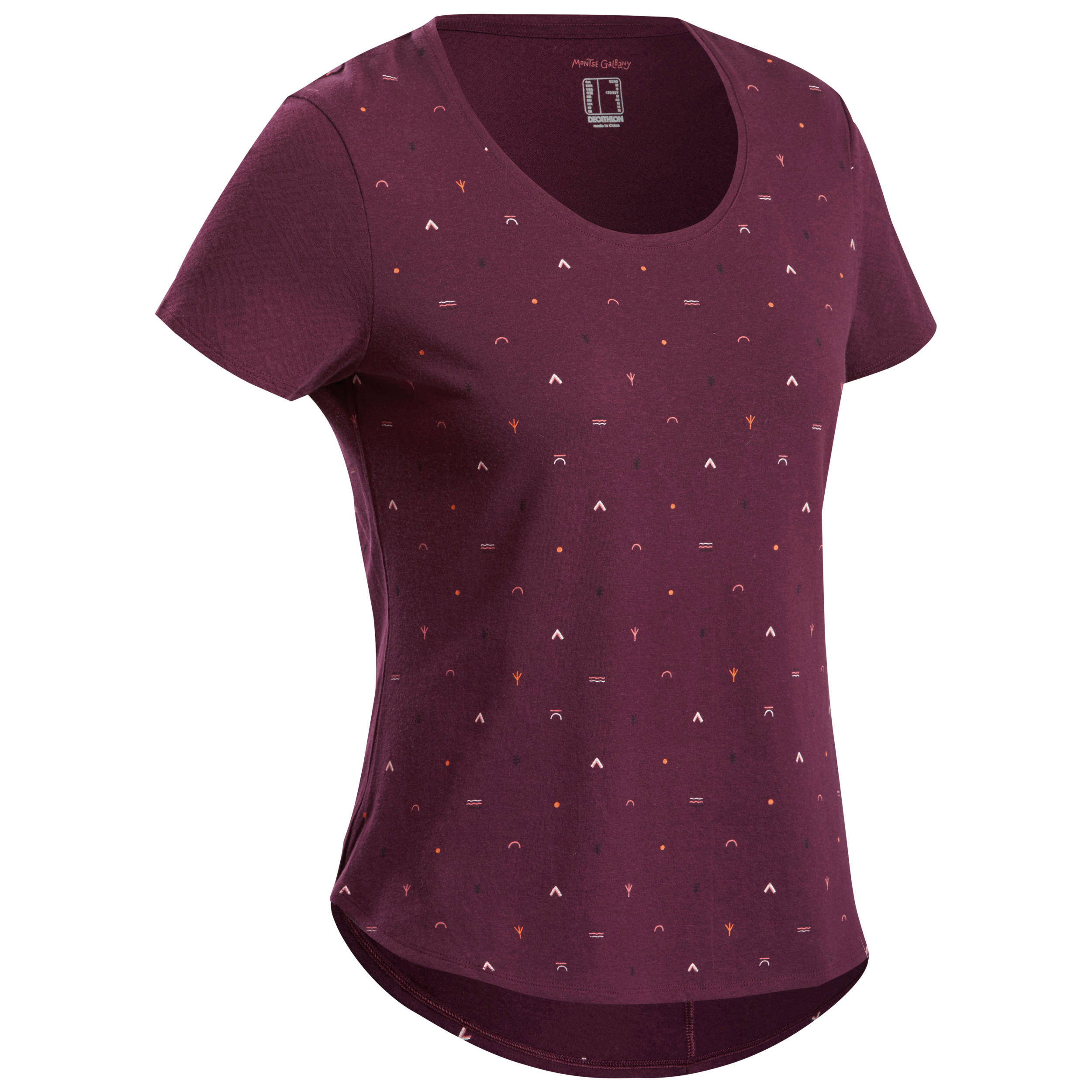 Women Hiking Breathable T-shirt - NH500 Bordeaux