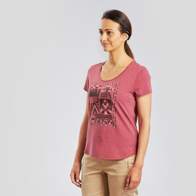 Women's Hiking T-shirt NH500 - Burgundy