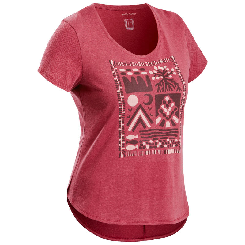 Camiseta de senderismo Mujer NH500 rojo