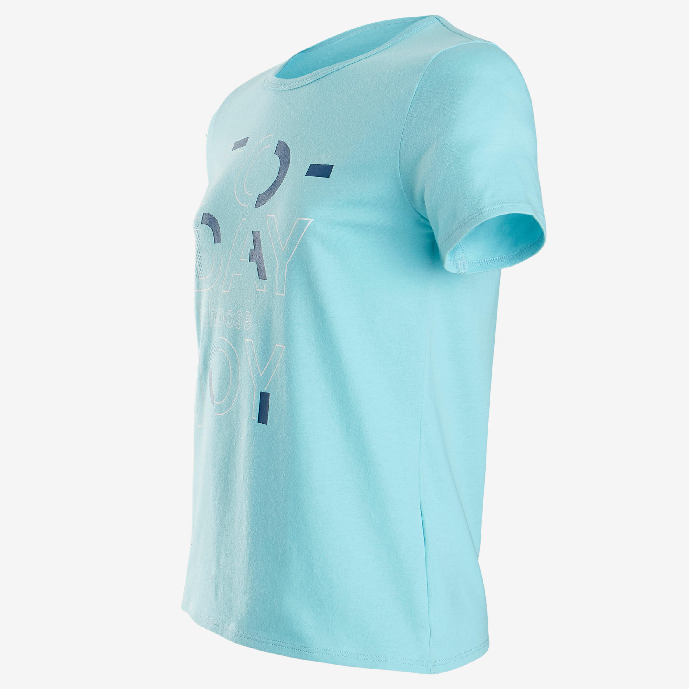 

100 Girls' Gym Short-Sleeved T-Shirt - Light Blue Print -  By DOMYOS | Decathlon