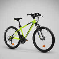 Vaikiškas kalnų dviratis „Rockrider ST 500“, 24 col., 9–12 m., neoninis geltonas