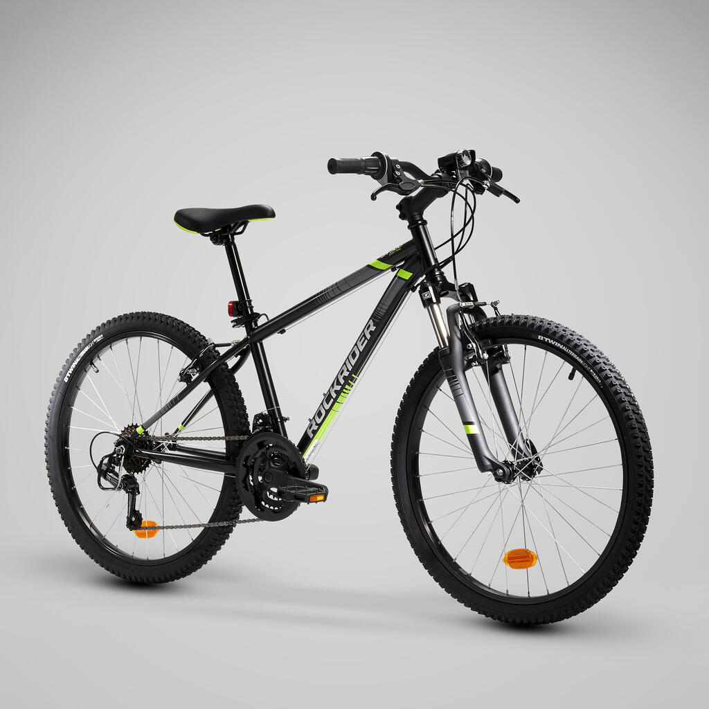 Horský bicykel ST 500 24-palcový pre deti od 9 do 12 rokov čierny
