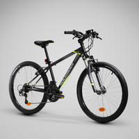 Crni brdski bicikl ROCKRIDER 500 za decu (od 9 do 12 godina, 24 inča)
