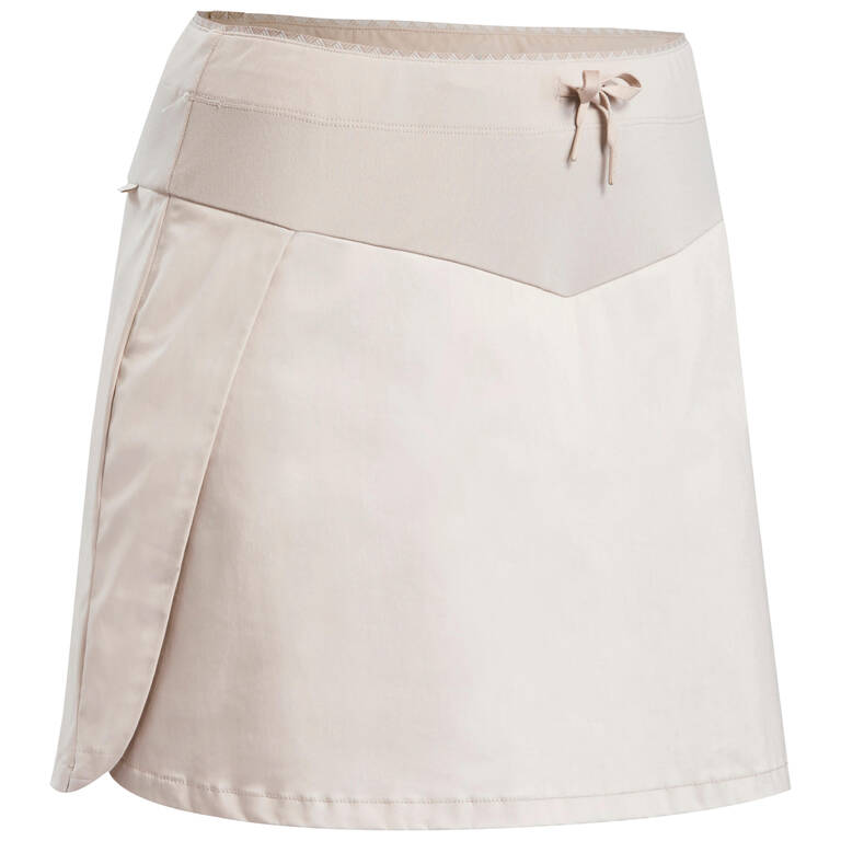 Women Pleated Skort with Pocket Beige - NH500