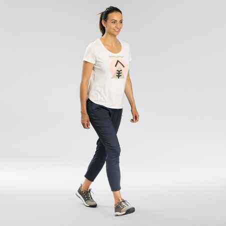 Hlače za pješačenje HN500 Slim ženske kaki