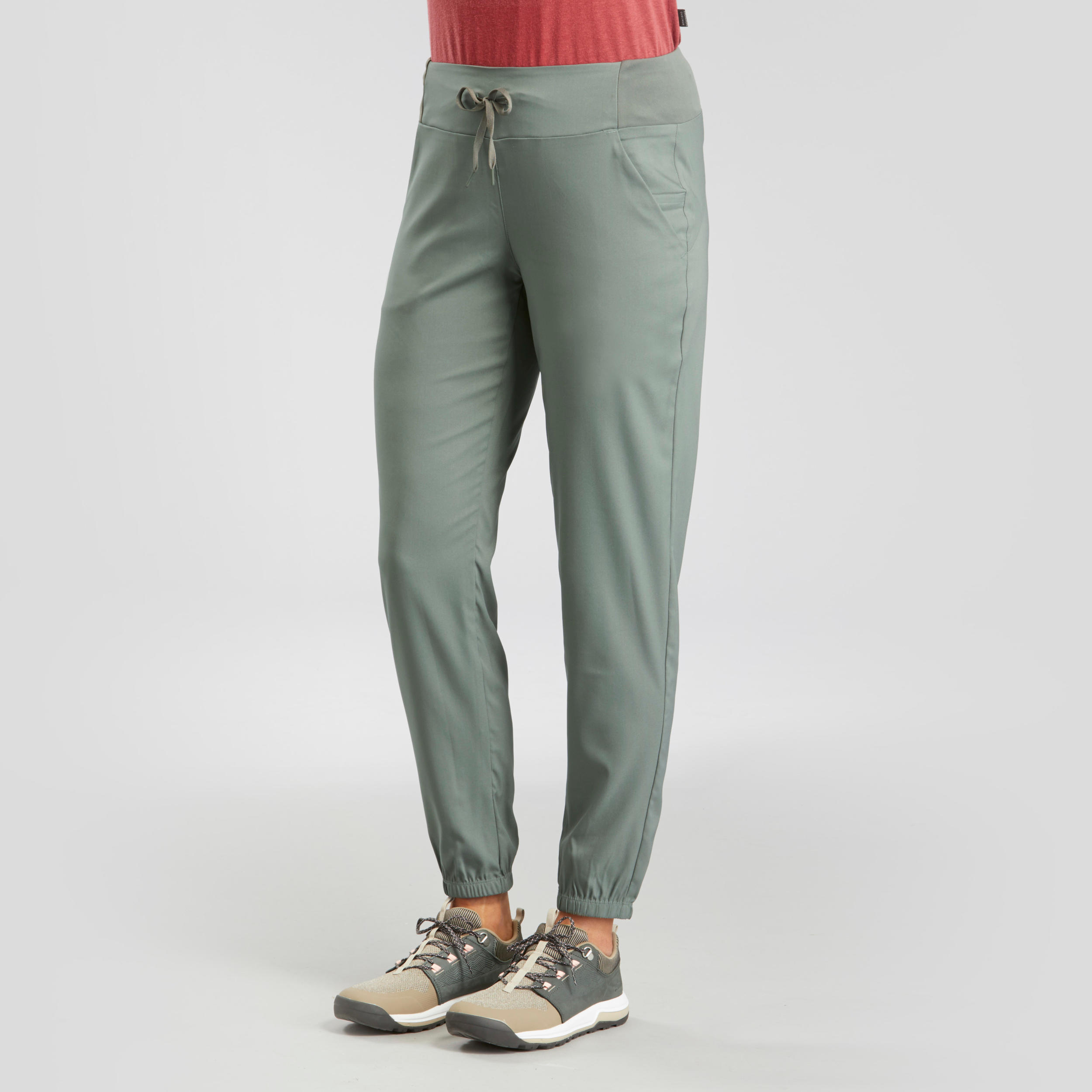 quechua Women Comfort Fit Pant with Wide Waistband Khaki - NH100-picture-24