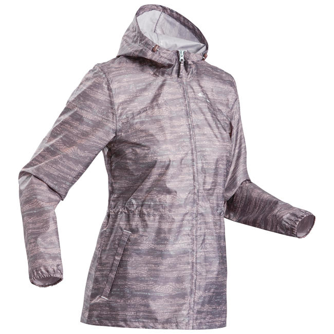 Raincoat for WomenHiking Full Zip Raincut JacketBurgundyDecathlon