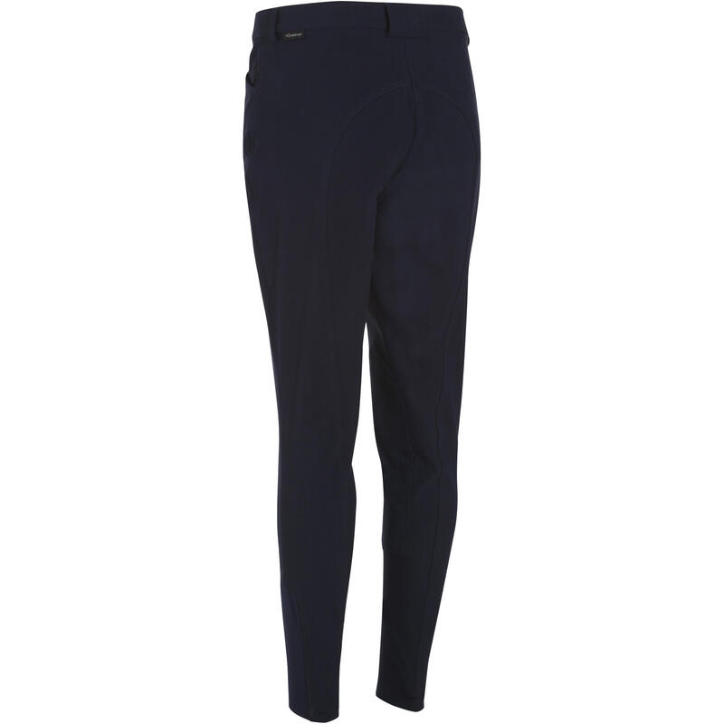 Pantalón equitación mujer BR500 badanas Azul marino 