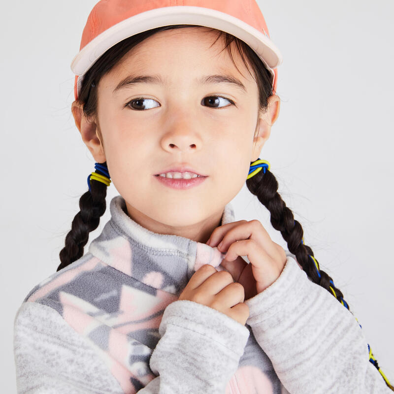 兒童款2至6歲健行刷毛衣MH100－粉紅印花款