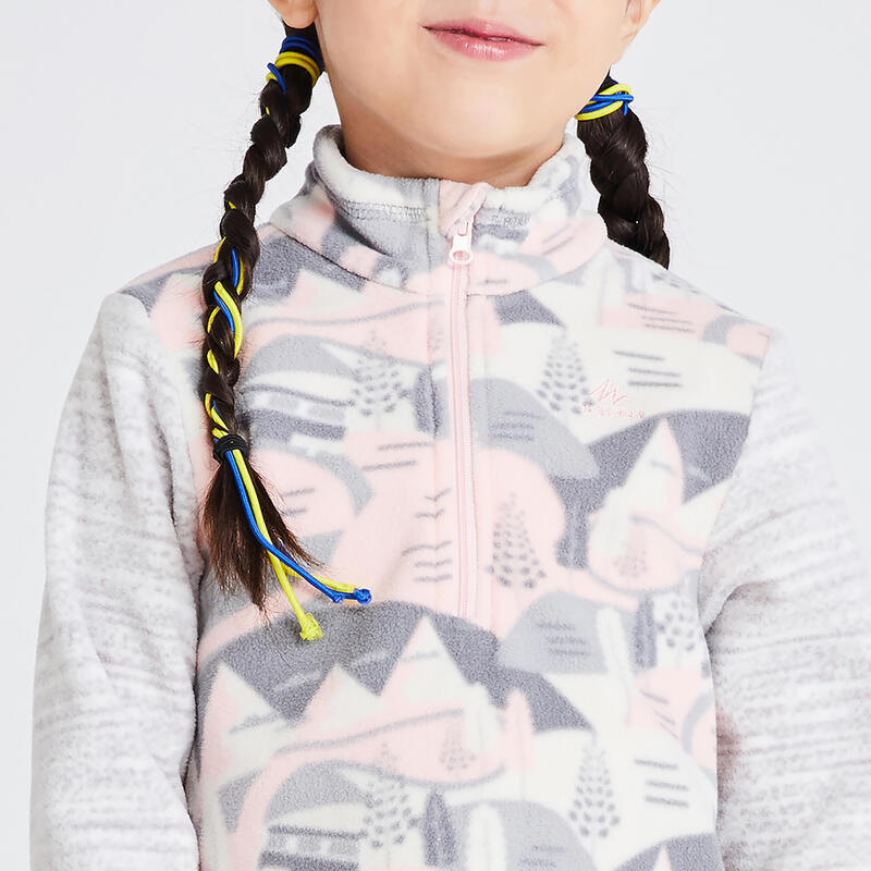 Kids' 2-6 Years Hiking Fleece CN MH100 - Pink Print