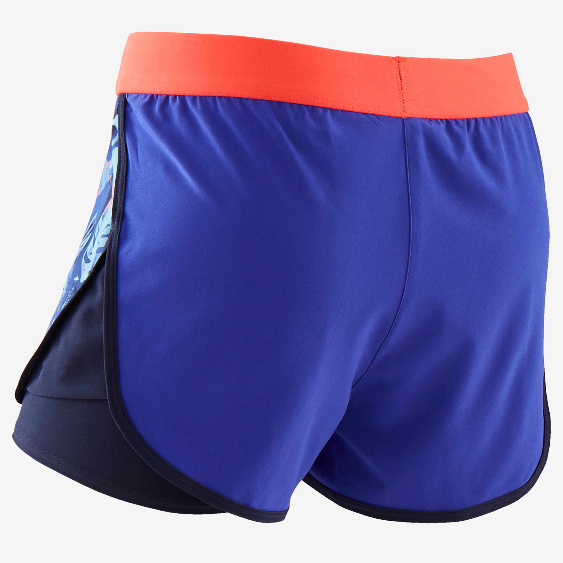 Girls' 2-in-1 Breathable Multisport Shorts - Blue/Purple Print 3/4