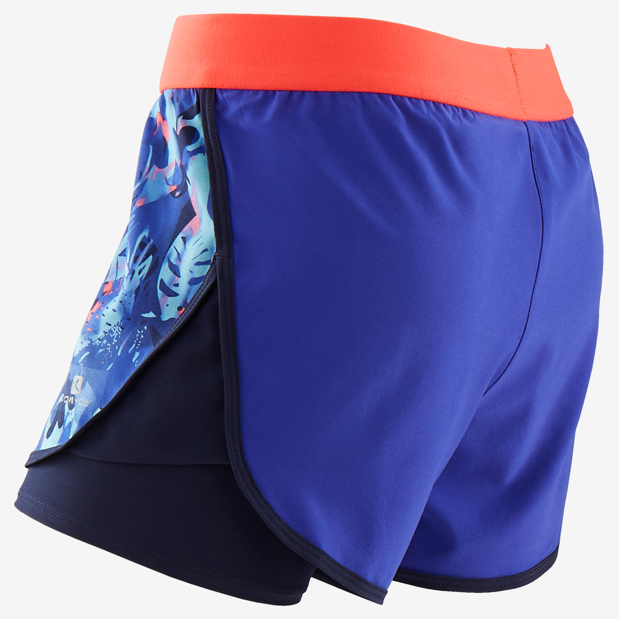 Girls' 2-in-1 Breathable Multisport Shorts - Blue/Purple Print 2/4