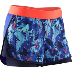 Pantaloncini bambina ginnastica W500 2in1 neri con stampa DOMYOS | DECATHLON