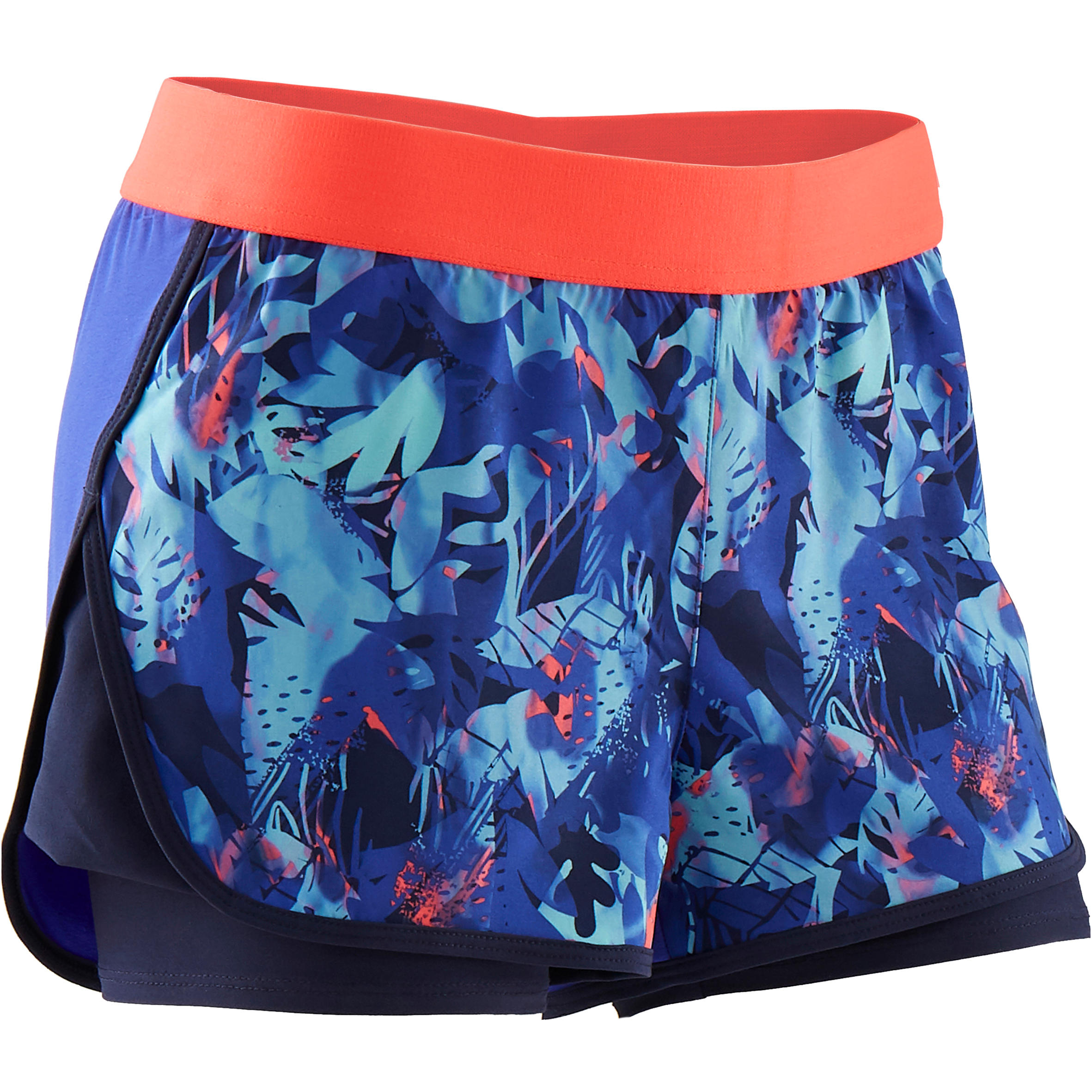 Pantaloncini bambina ginnastica W500 2in1 neri con stampa DOMYOS | DECATHLON