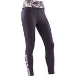 Girls' Breathable Synthetic Gym Leggings S500 - Grey/Pink Print