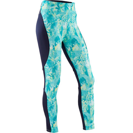 Tights syntet som andas S500 GYM Junior grön/blå tryck
