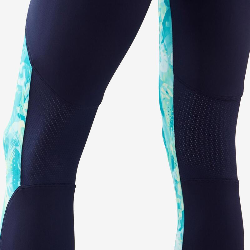 Legging synthétique respirant S500 fille GYM ENFANT vert et bleu imprimé