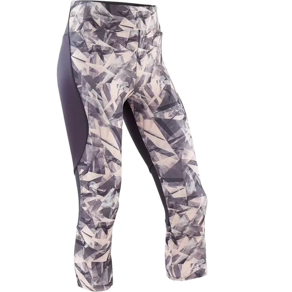 BREATHABLE SYNTHETIC GYM CROPPED BOTTOMS S500 - PINK PRINT