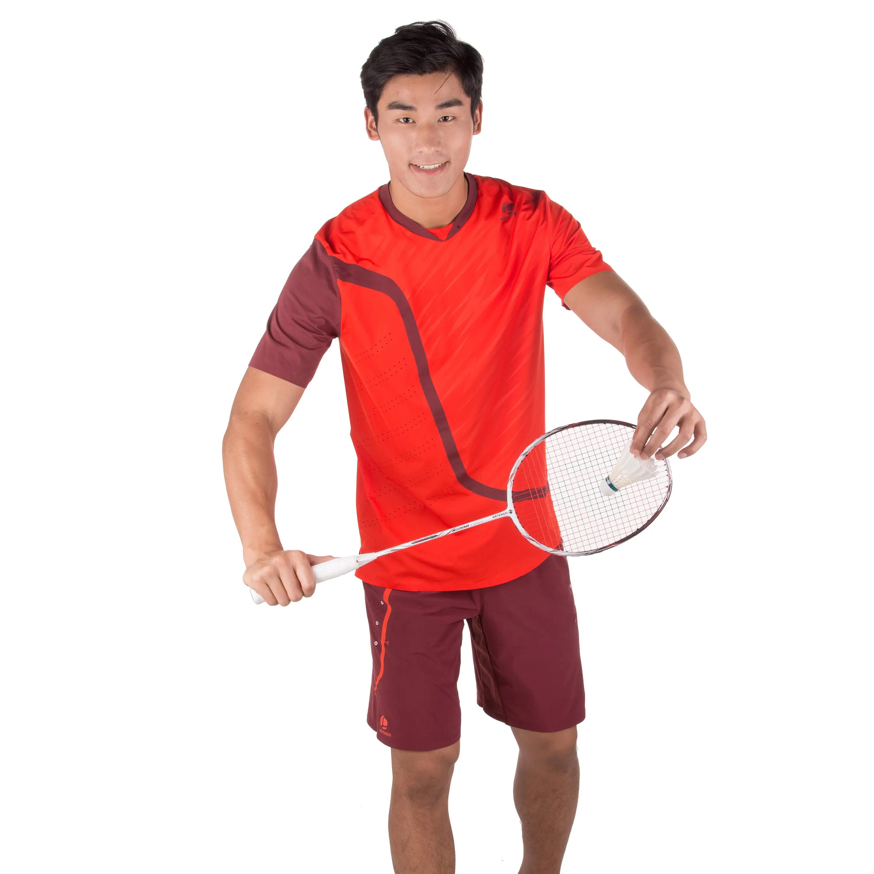 Light Tennis Badminton Padel Table Tennis Squash T-Shirt - Burgundy Red 8/9
