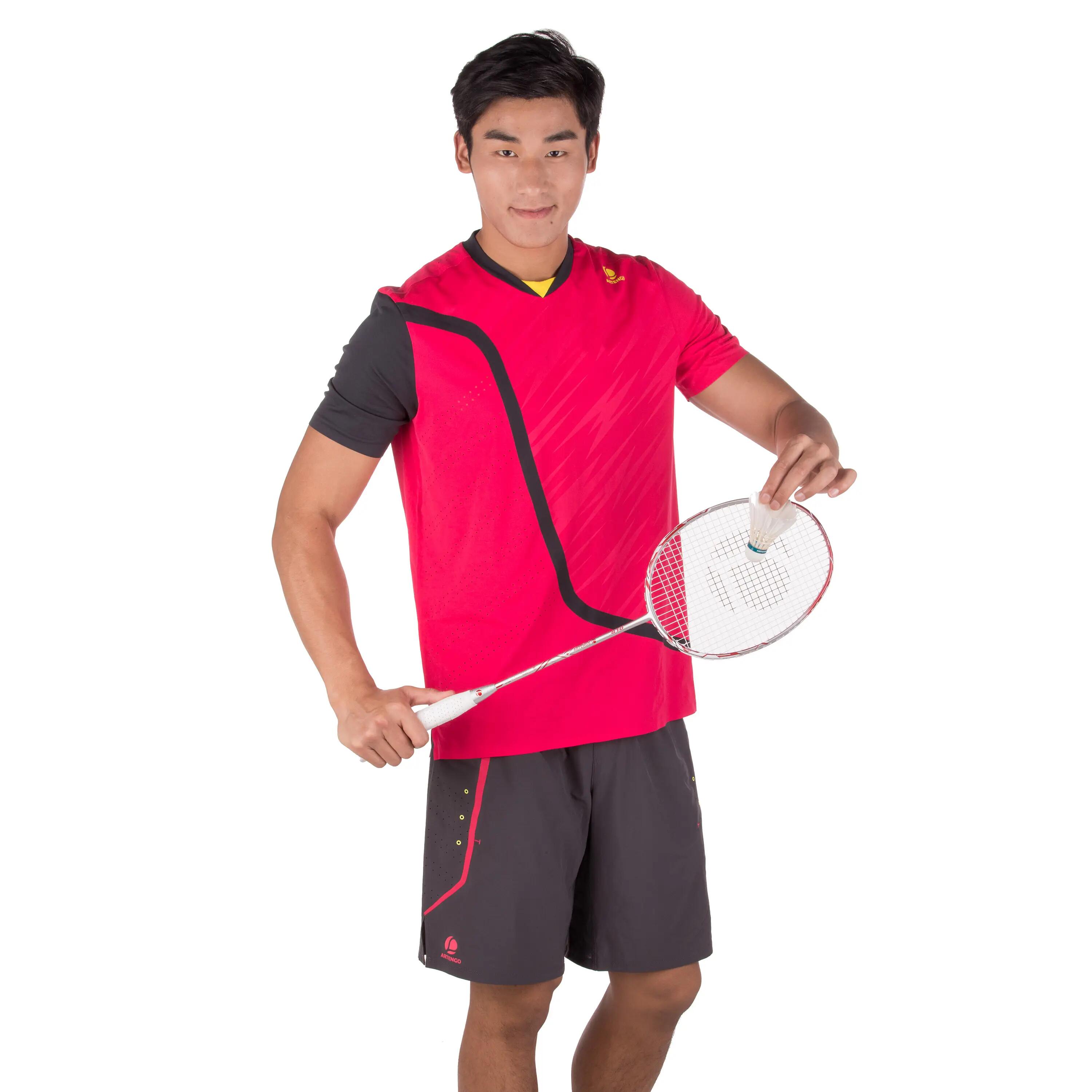 Light Tennis Badminton Padel Table Tennis Squash T-Shirt - Pink/Black 9/10
