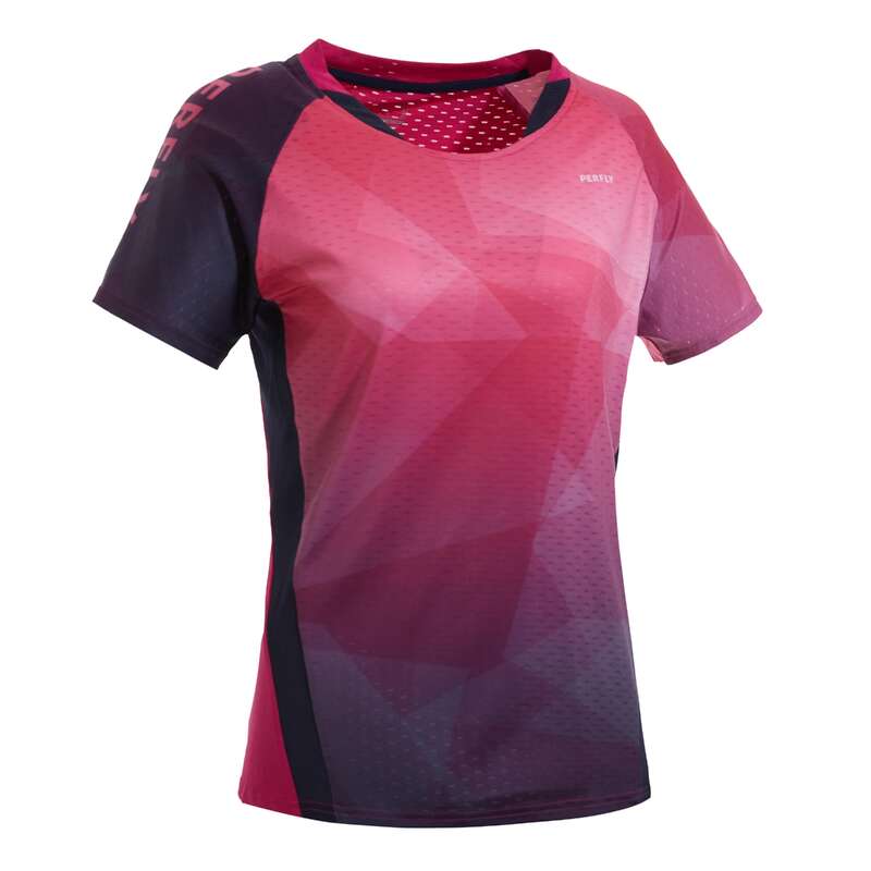 WOMEN'S INTERMEDIATE BADMINTON APPAREL Badminton - T-SHIRT 560 W PINK NAVY PERFLY - Badminton Clothing