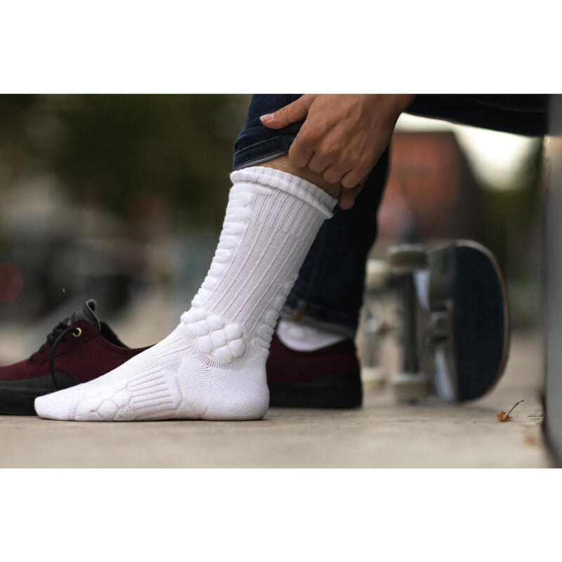 Calze semialte skateboard SOCKS 500 bianche