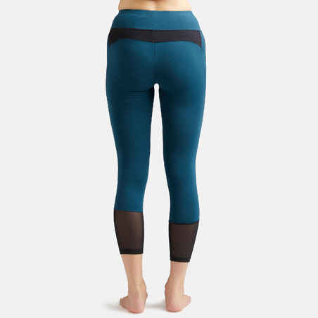 Women's High-Waisted Short 7/8 Cotton Sport Leggings 520 - Teal