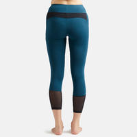 Legging court de sport taille haute 520 femme 7/8 en coton bleu canard