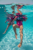 Kids’ Swimming Adjustable Pool Armbands-waistband 15 to 30 kg TISWIM "FLOWER” pattern blue