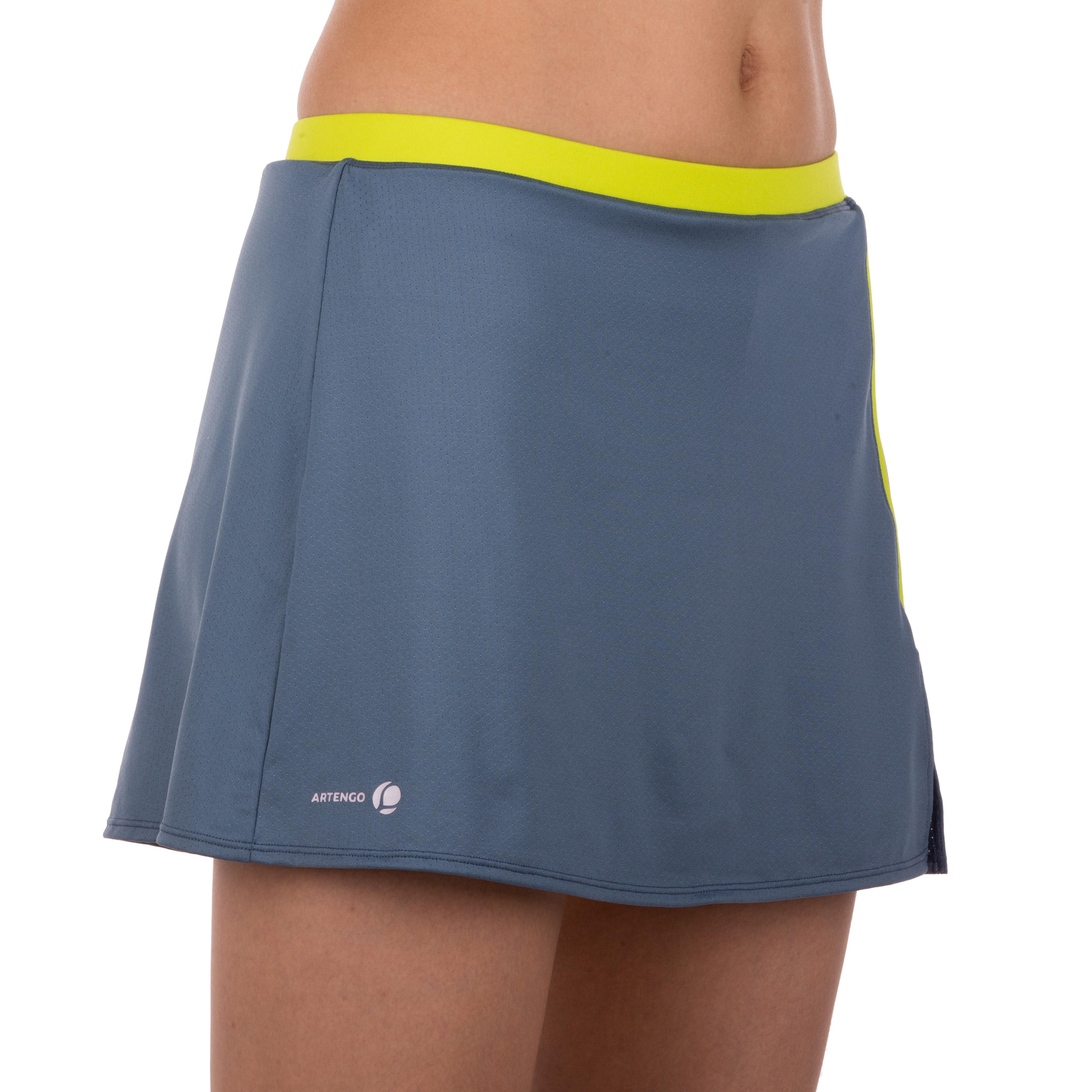 Soft Women's Tennis Badminton Padel Table Tennis Squash Skirt - Grey/Yellow 4/5