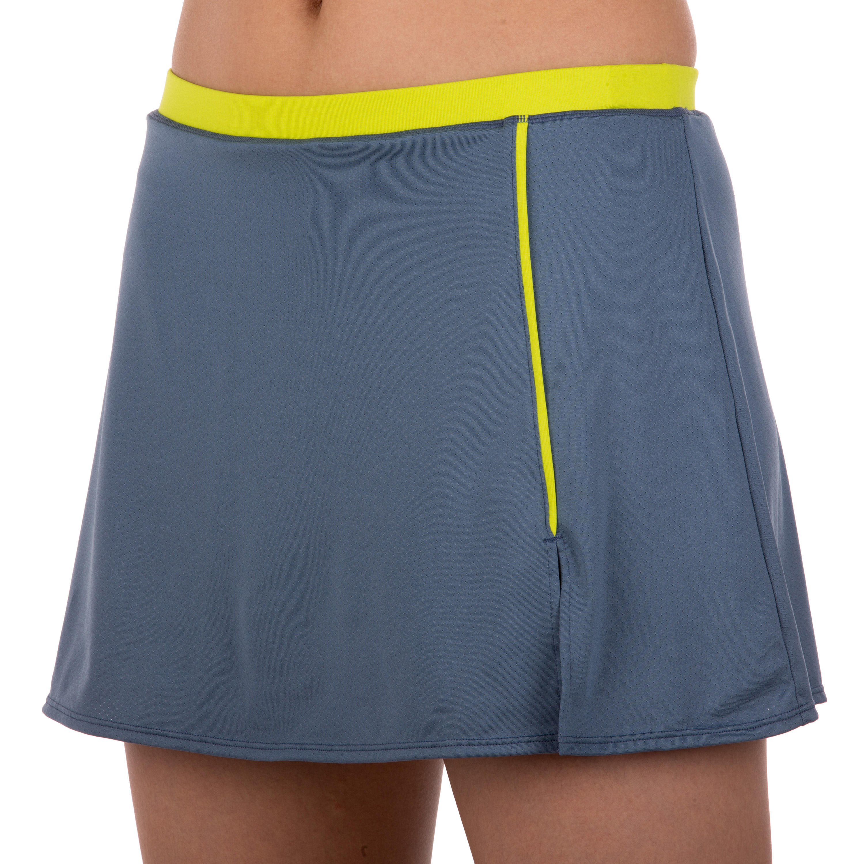 Soft Women's Tennis Badminton Padel Table Tennis Squash Skirt - Grey/Yellow 3/5