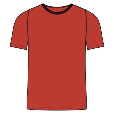 Camiseta fitness manga corta algodón extensible Hombre Domyos rojo