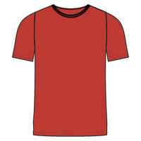 Men's Short-Sleeved Straight-Cut Crew Neck Cotton Fitness T-Shirt 500 - Red