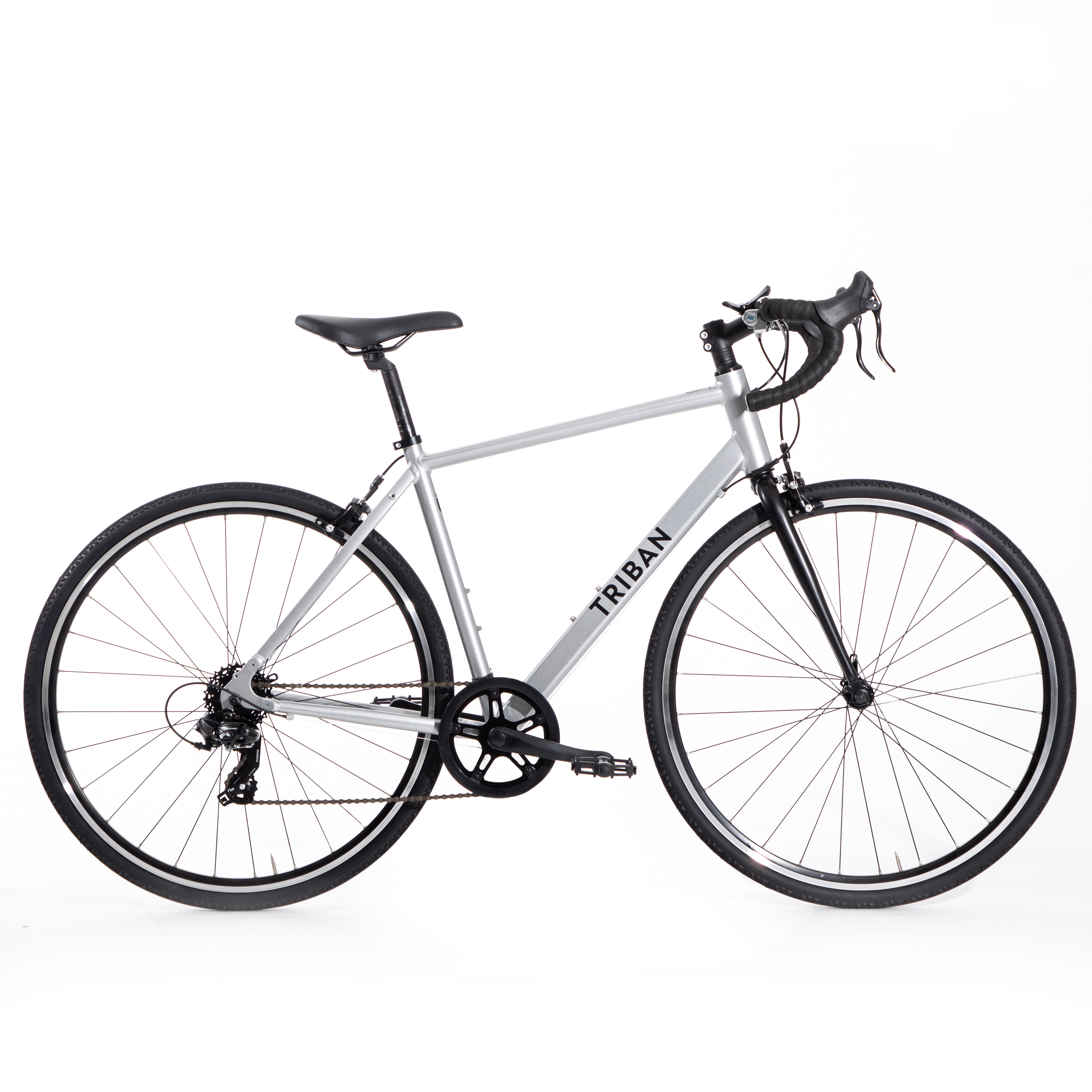 BICICLETTA DA CICLISMO SU STRADA DA UOMO RC100 GRIGIO