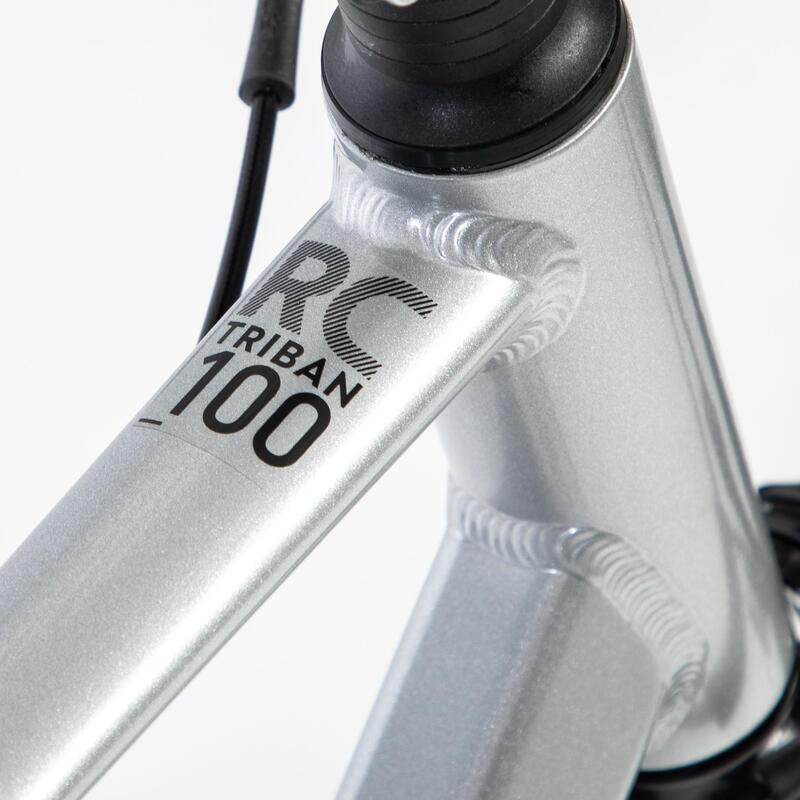 Bicicleta de carretera aluminio monoplato Triban RC 100 gris