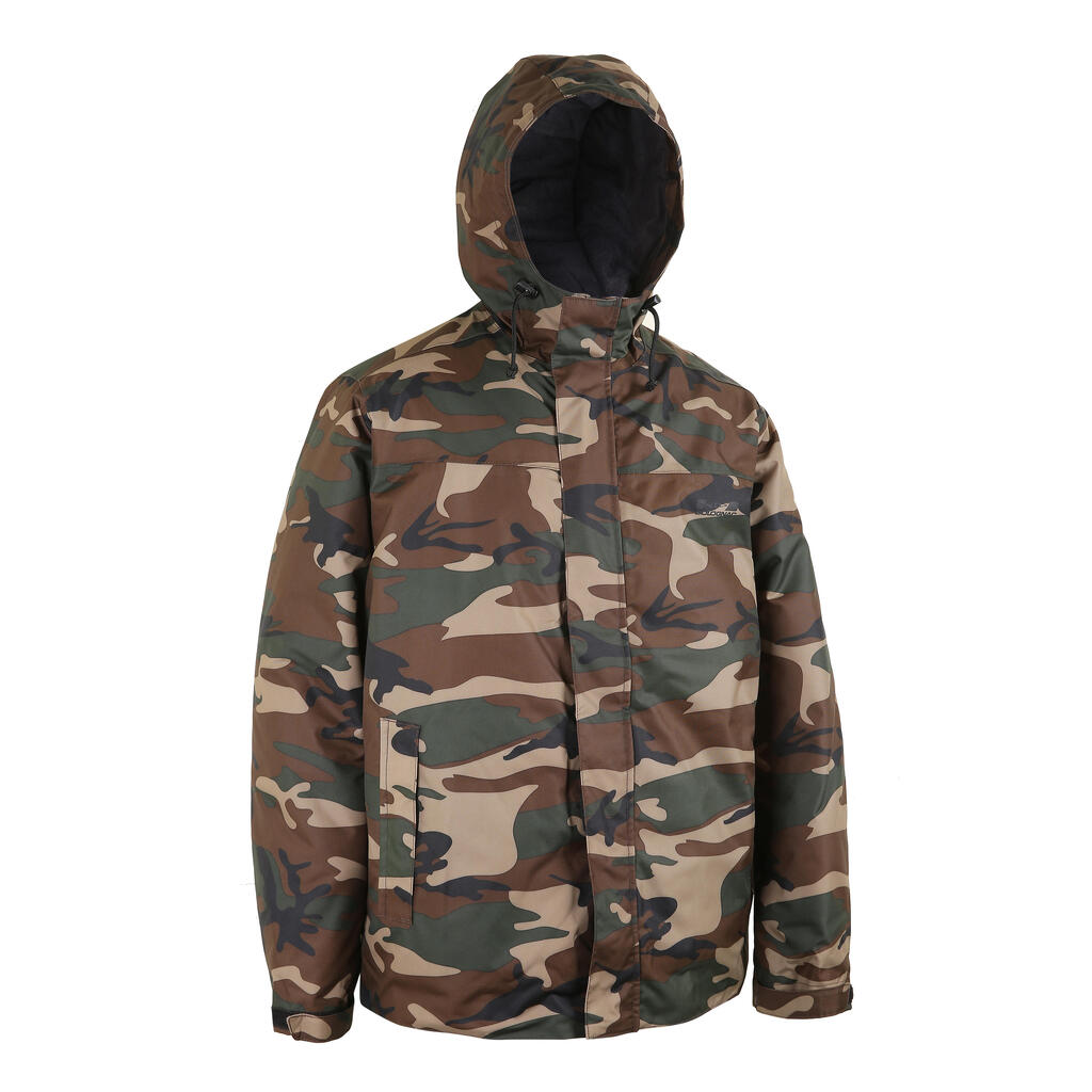 Chaqueta Cálida Impermeable Adulto Solognac 100 Verde Camuflaje Woodland