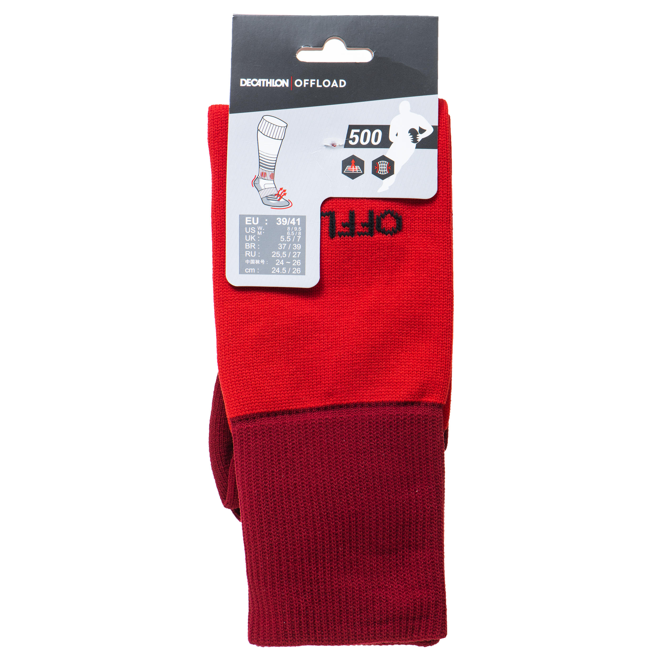 Knee-Length Rugby Socks R500 - Red 7/7