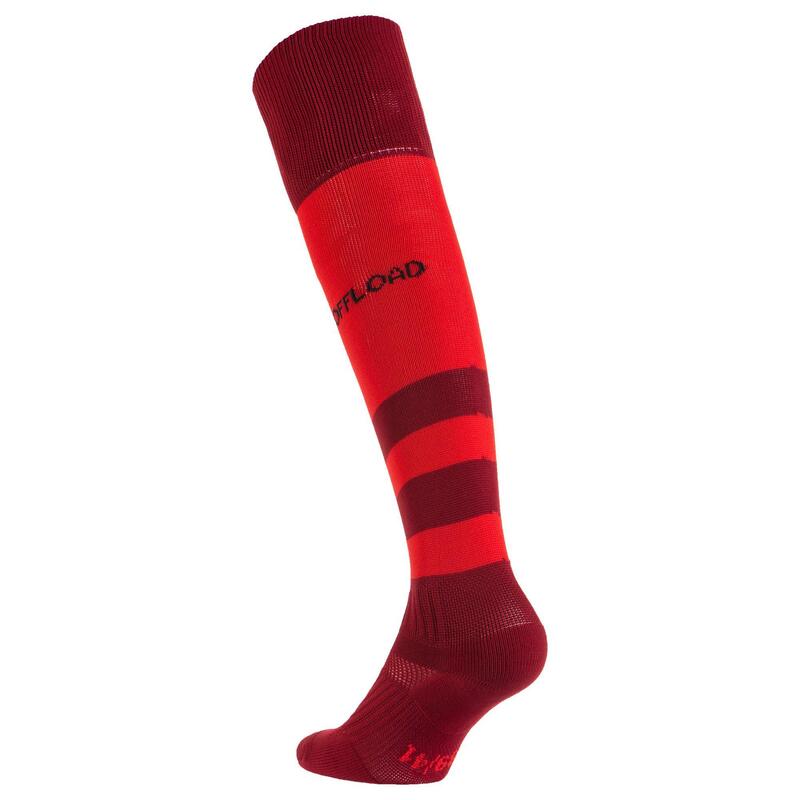 Chaussettes hautes de rugby R500 rouge