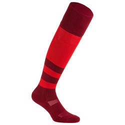 Chaussettes hautes de rugby homme R500 rouge noire