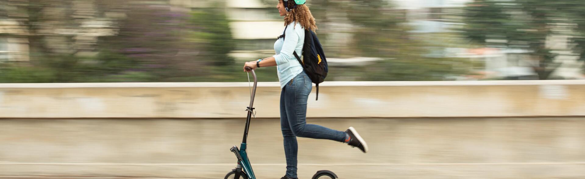 woman on scooter