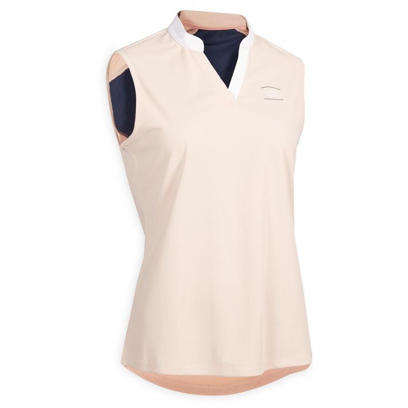 Débardeur équitation femme 500 MESH rose clair et bleu turquin